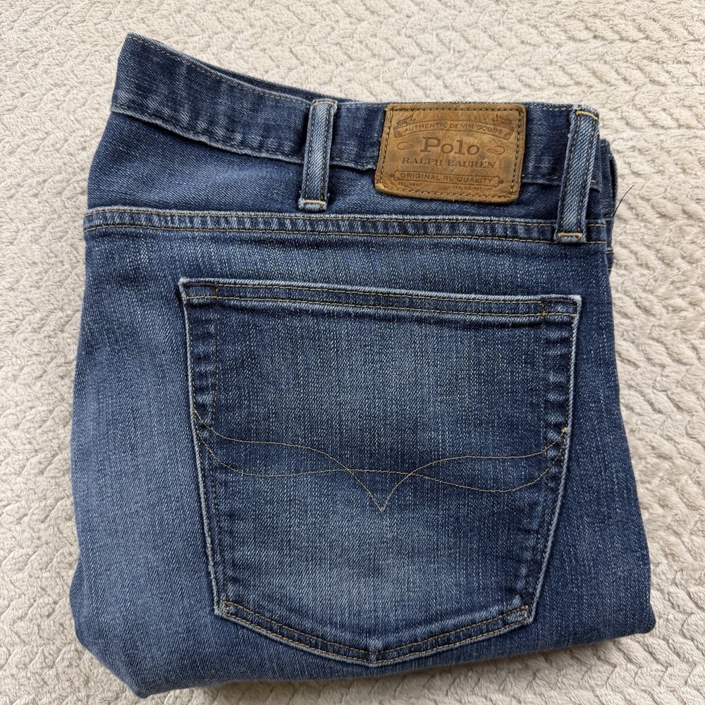 Polo Ralph Lauren Varick Slim Straight Jeans Pants Mens 40x30 Blue Denim Casual - Picture 7 of 14